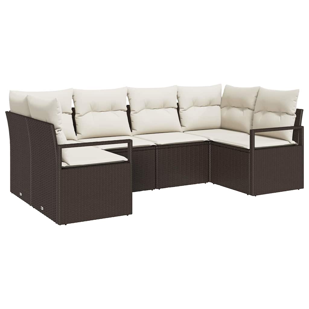 Garten-Sofa-Set mit Kissen mit Speicher 6 pcs Braun und Creme